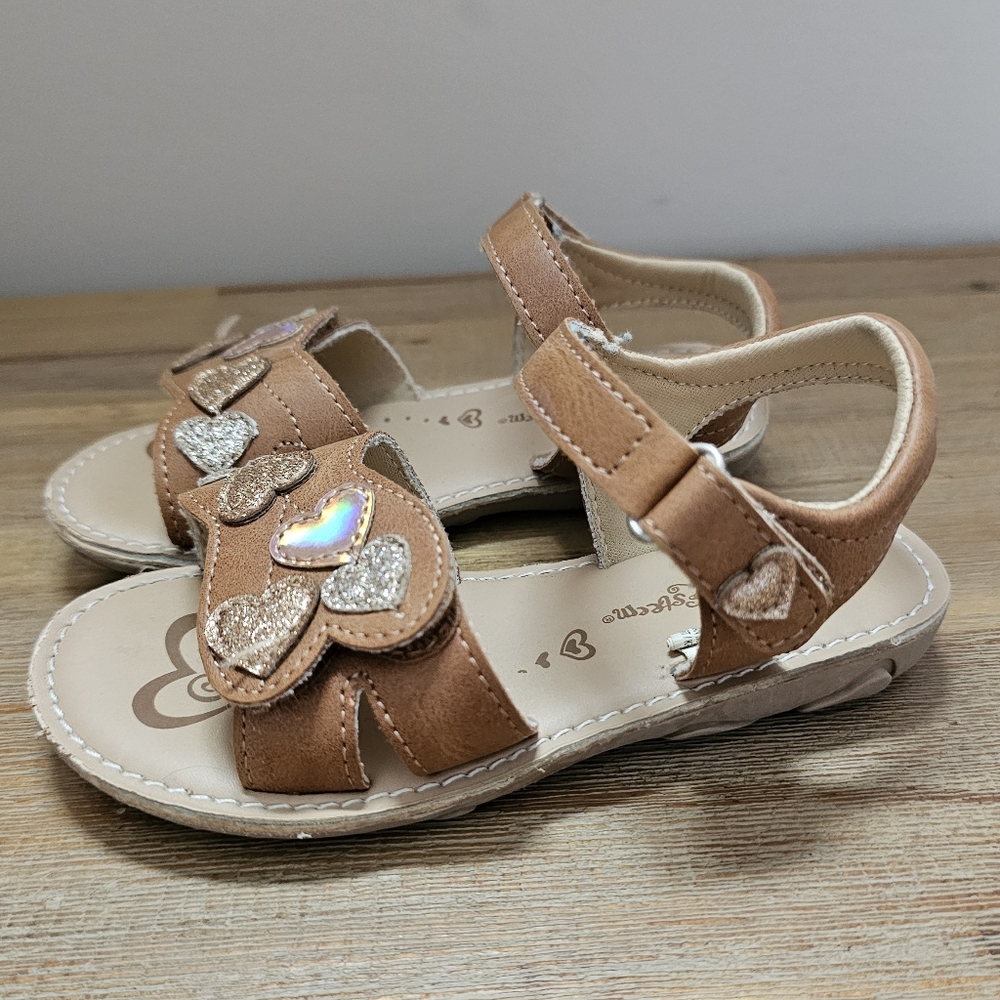 SELF ESTEEM Toddler Girls Brown, Heart Embellished Sandals